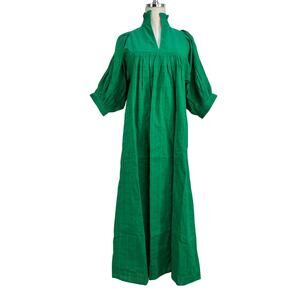 Never A Wallflower High Neck Dress Kelly Green Windowpane Cotton